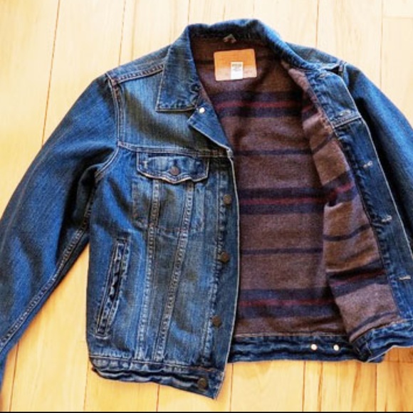 blue jean jacket with wool lining